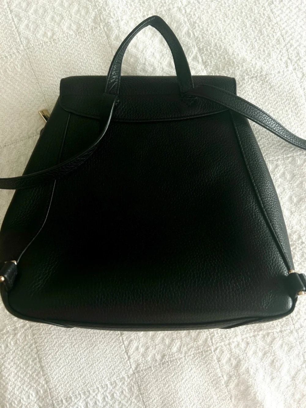 Kate Spade New York Lizzie Medium Flap Backpack - Black Saffiano Leather